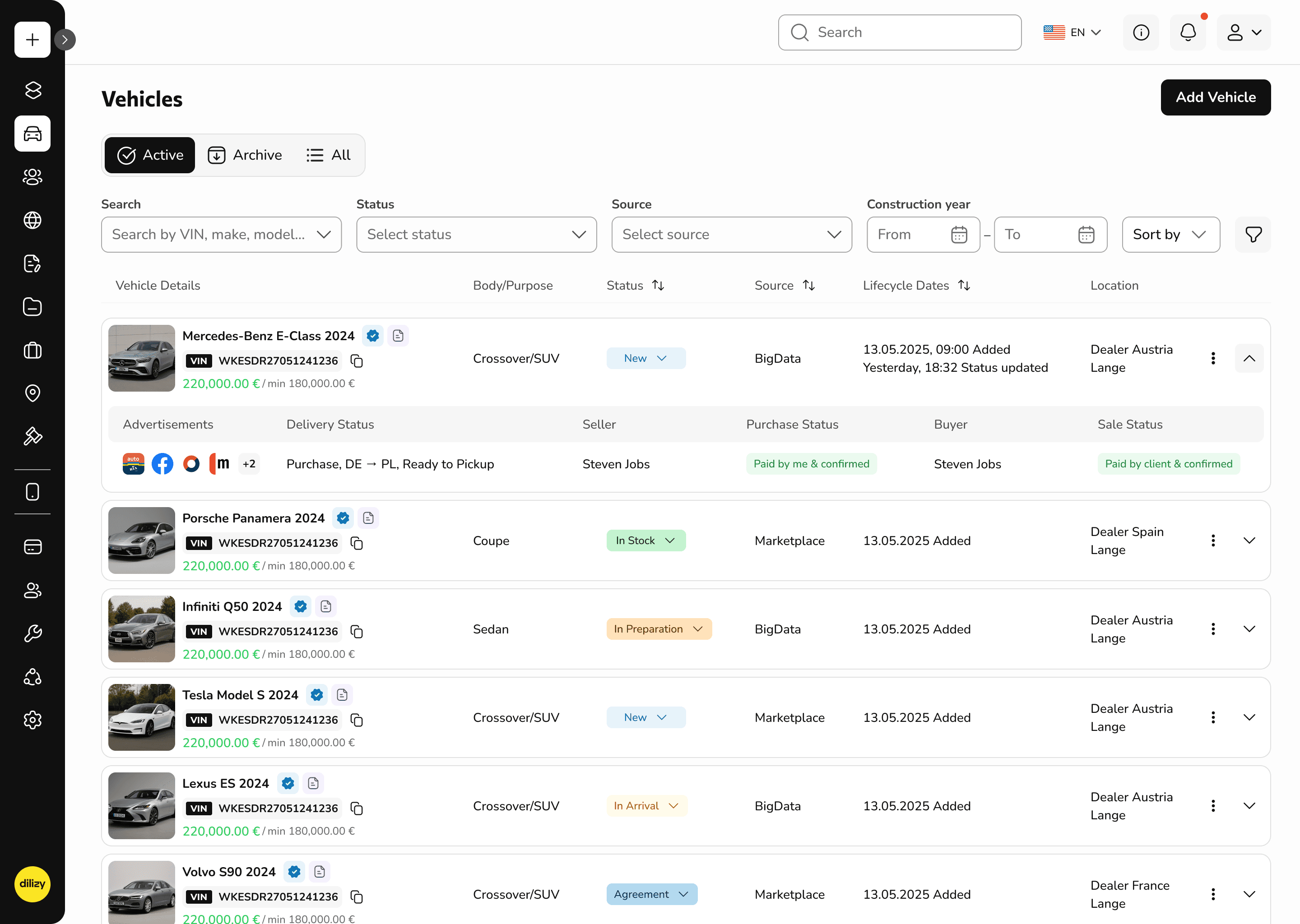 Smart Vehicle Management — vehicles inventory